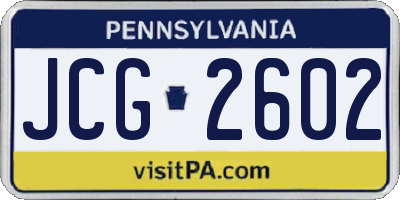 PA license plate JCG2602
