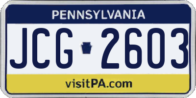 PA license plate JCG2603