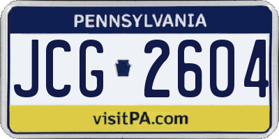 PA license plate JCG2604