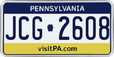 PA license plate JCG2608