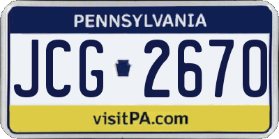 PA license plate JCG2670