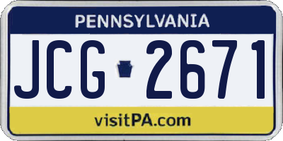 PA license plate JCG2671