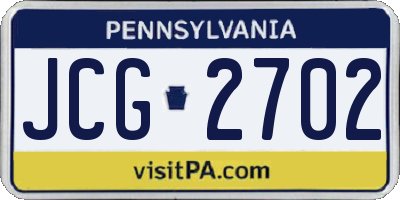 PA license plate JCG2702