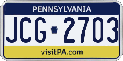 PA license plate JCG2703