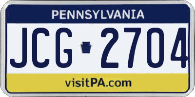 PA license plate JCG2704