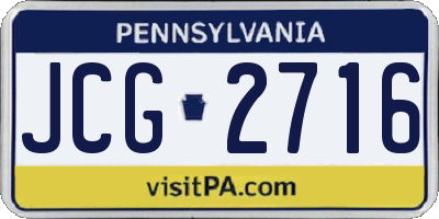 PA license plate JCG2716