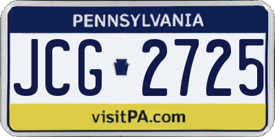 PA license plate JCG2725