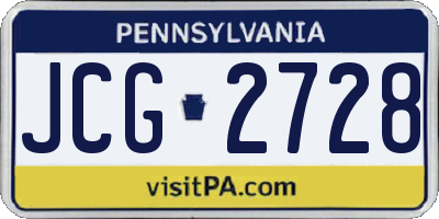 PA license plate JCG2728