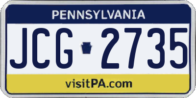PA license plate JCG2735