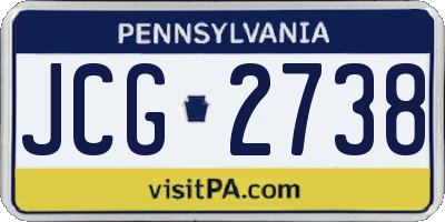 PA license plate JCG2738