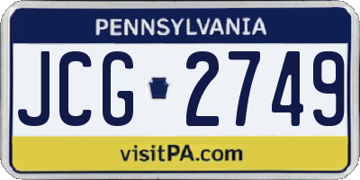 PA license plate JCG2749