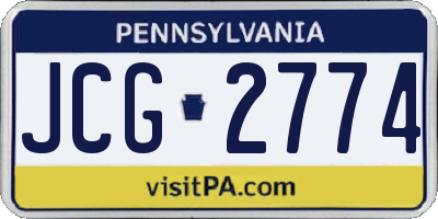 PA license plate JCG2774