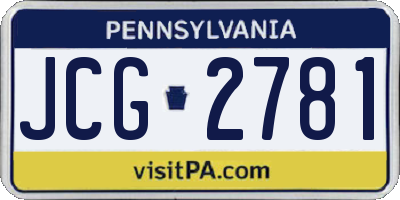 PA license plate JCG2781