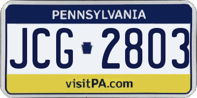 PA license plate JCG2803