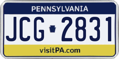PA license plate JCG2831