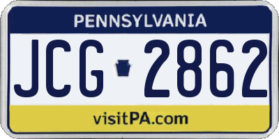 PA license plate JCG2862