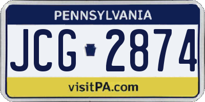 PA license plate JCG2874