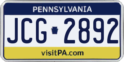 PA license plate JCG2892