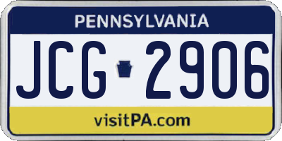 PA license plate JCG2906