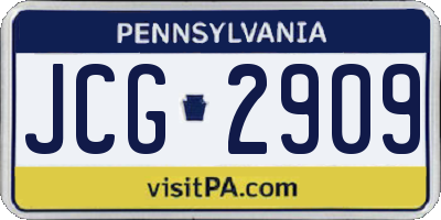 PA license plate JCG2909