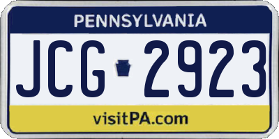 PA license plate JCG2923