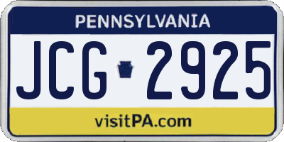 PA license plate JCG2925