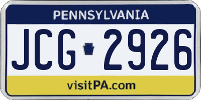 PA license plate JCG2926