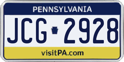 PA license plate JCG2928