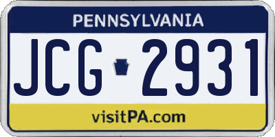 PA license plate JCG2931