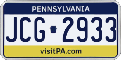 PA license plate JCG2933