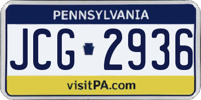 PA license plate JCG2936
