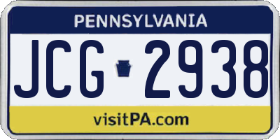 PA license plate JCG2938