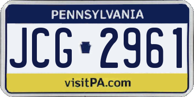 PA license plate JCG2961