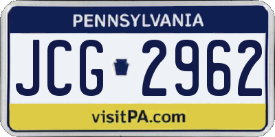 PA license plate JCG2962