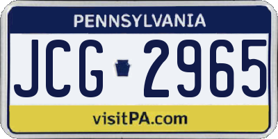 PA license plate JCG2965