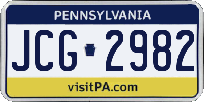PA license plate JCG2982