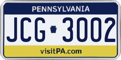 PA license plate JCG3002