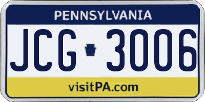 PA license plate JCG3006