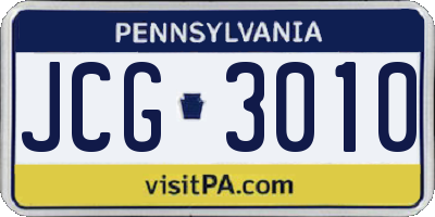 PA license plate JCG3010