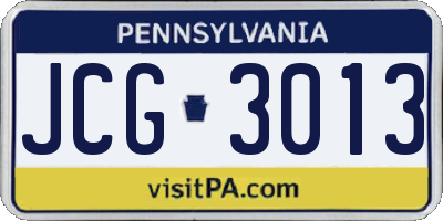 PA license plate JCG3013