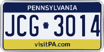 PA license plate JCG3014