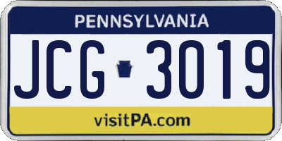 PA license plate JCG3019