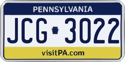 PA license plate JCG3022