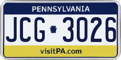 PA license plate JCG3026