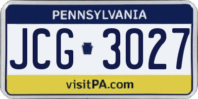 PA license plate JCG3027