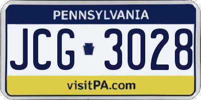 PA license plate JCG3028