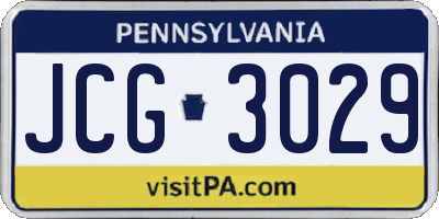 PA license plate JCG3029