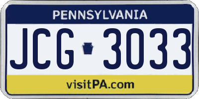 PA license plate JCG3033