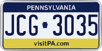 PA license plate JCG3035