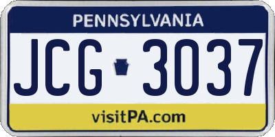 PA license plate JCG3037